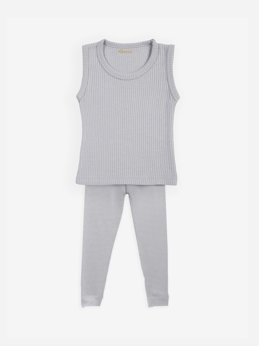 Kanvin Boys Grey Solid Ribbed Thermal Set