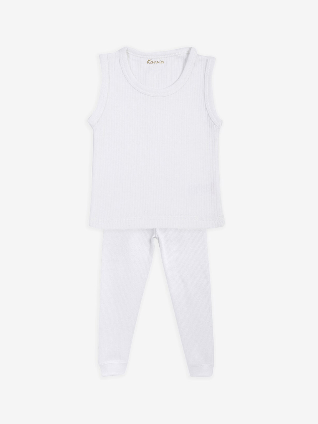 Kanvin Boys White Solid Thermal Set