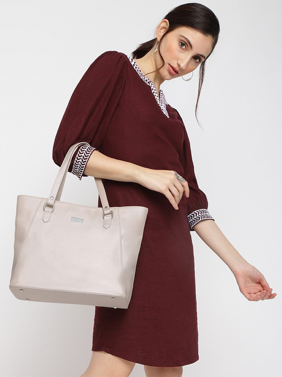 KLEIO Solid Tote Shoulder Bag with Laptop Compartment