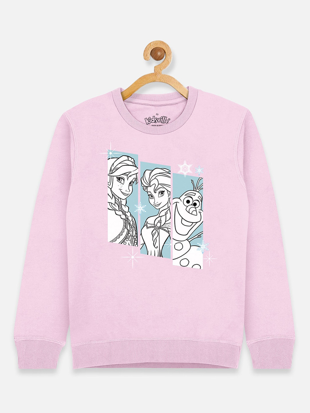 Kids Ville Girls Frozen Pink Printed Sweatshirt