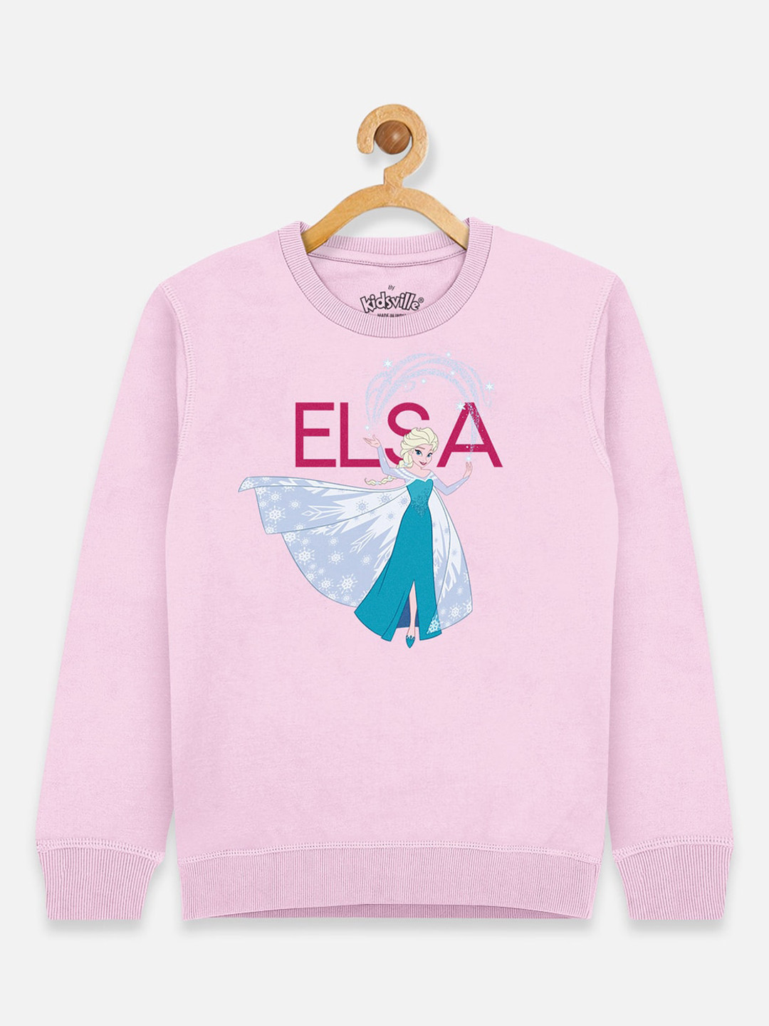 Kids Ville Girls Pink Frozen Printed Sweatshirt