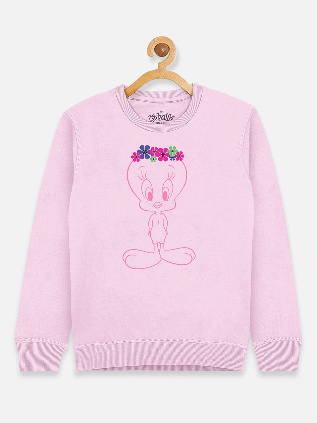 Kids Tweety Ville Girls Pink Printed Sweatshirt
