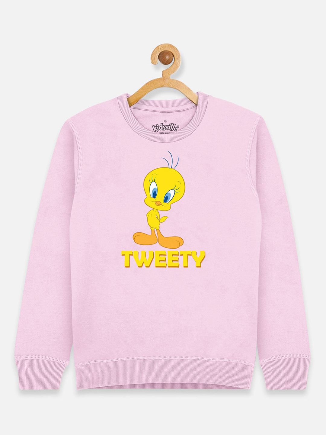 Kids Ville Tweety Girls Pink Printed Sweatshirt