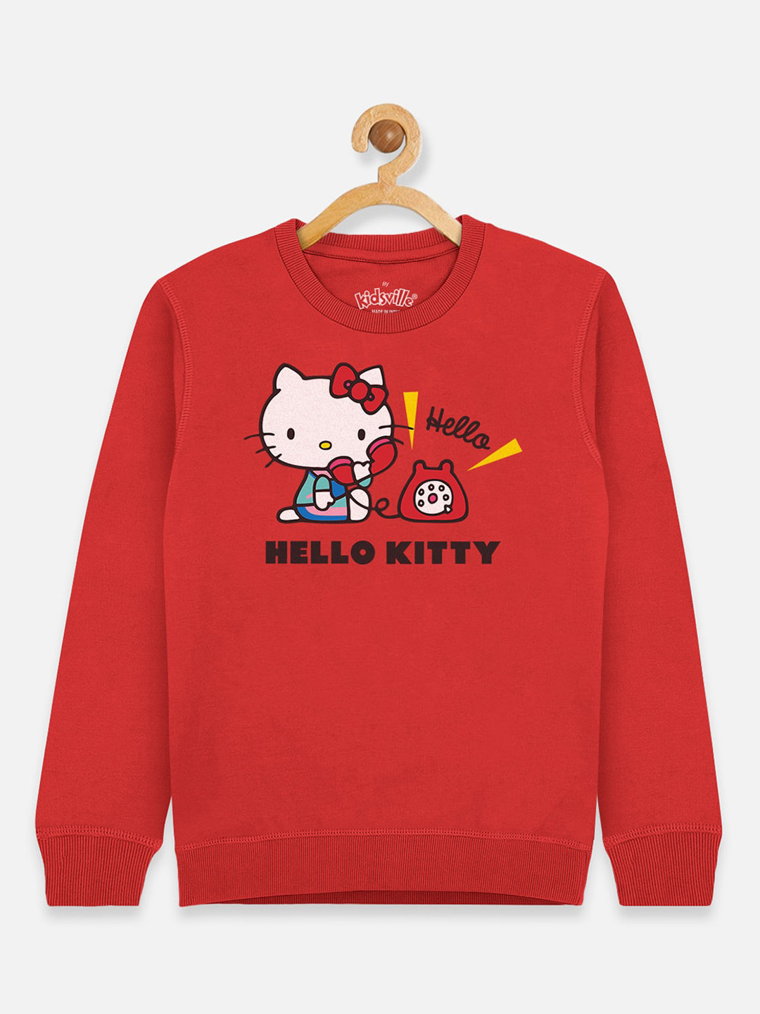 Kids Ville Hello Kitty Girls Red Printed Sweatshirt
