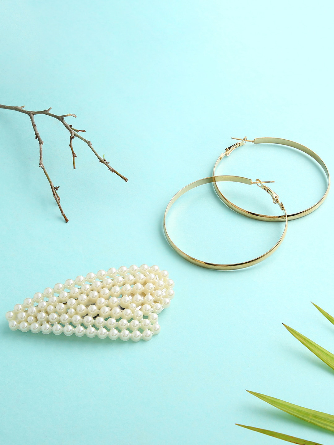 justpeachy Gold-Toned Contemporary Half Hoop Earrings