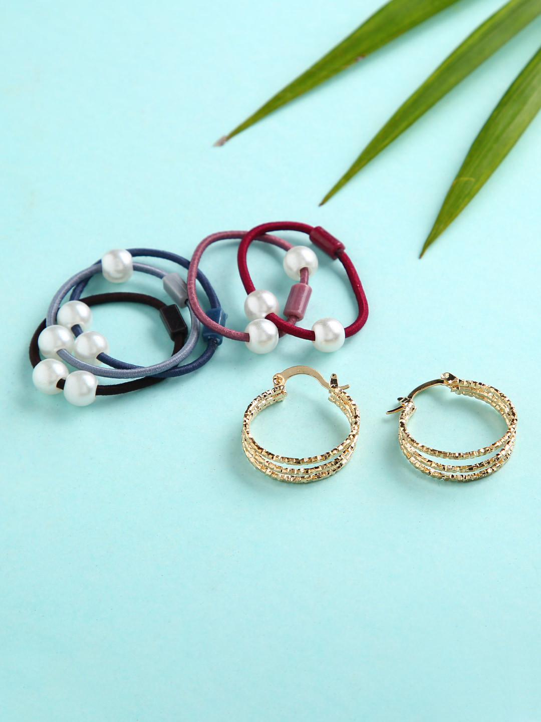 justpeachy Gold-Plated Circular Hoop Earrings with Ponytail Holders