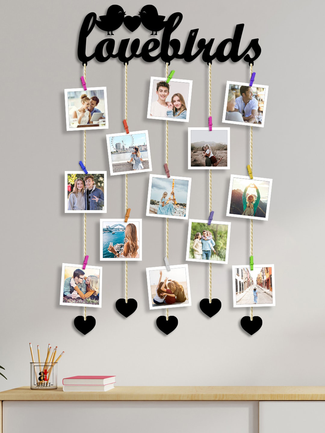 Art Street Black Love Birds Plaque Picture Collage Wall Decor