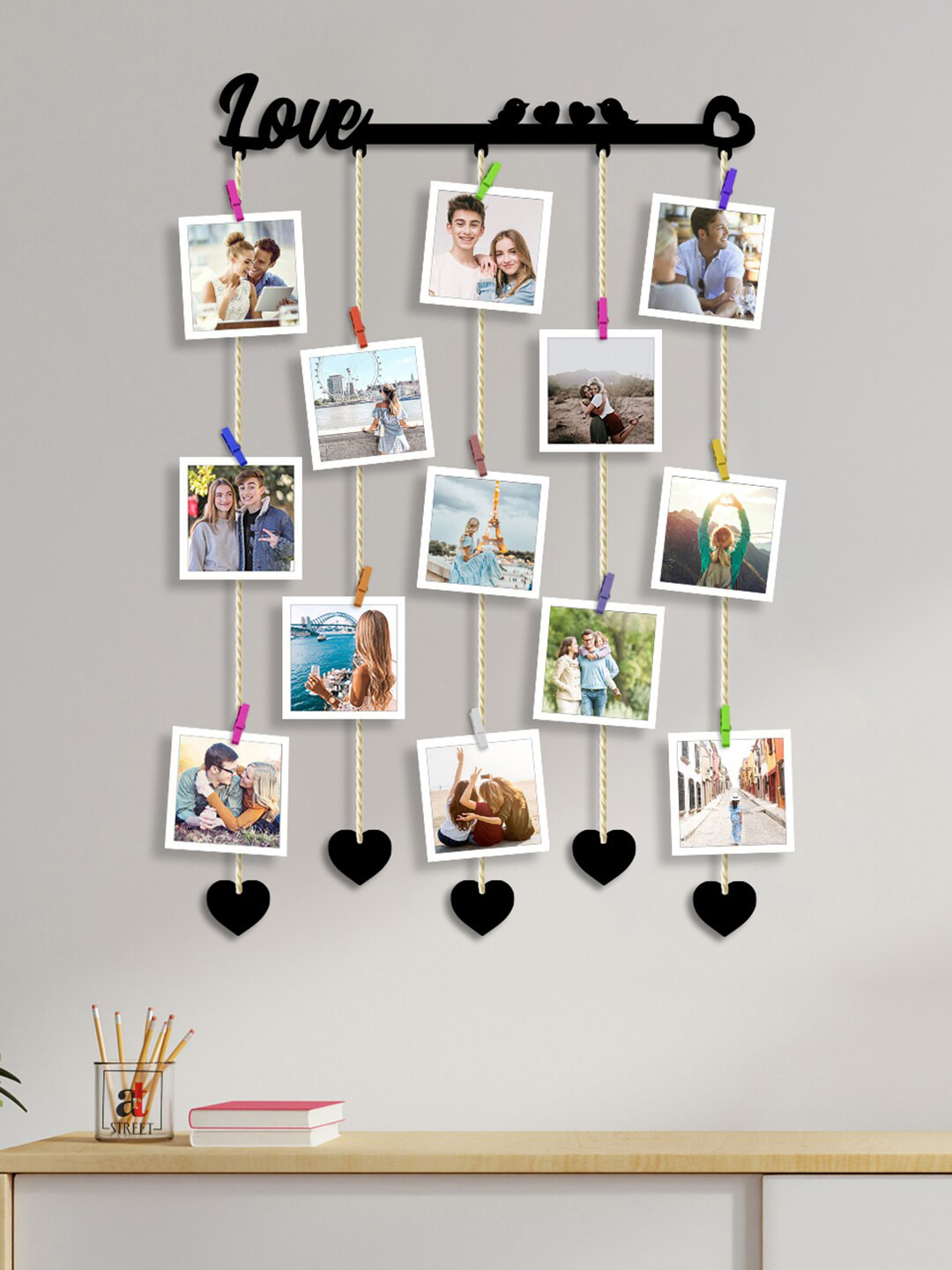 Art Street Black Love Clip Photo Collage Hanging Frame