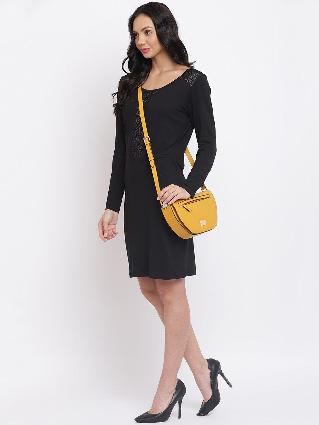 KLEIO Mustard Half Moon Sling Bag