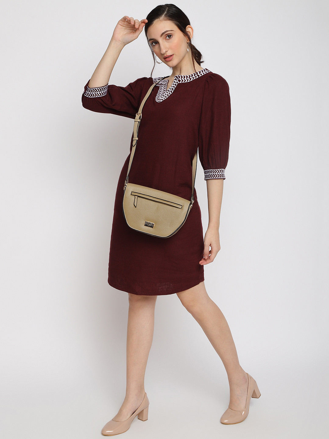 KLEIO Beige Half Moon Sling Bag