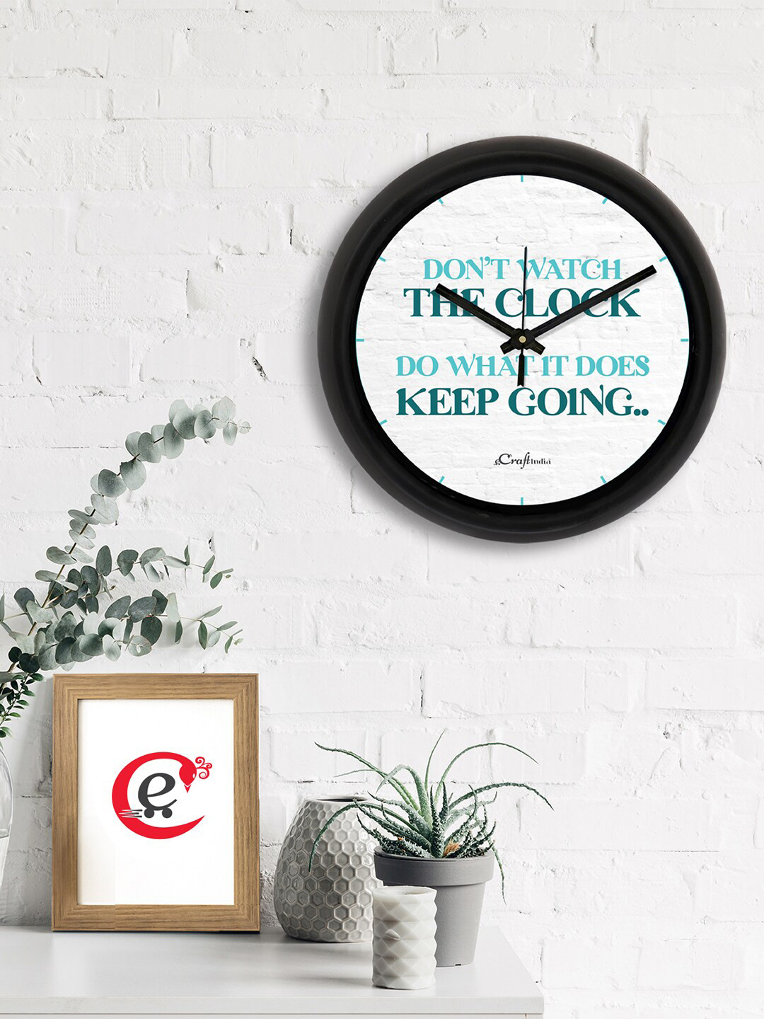 eCraftIndia White Plastic Large Display Round Battery Analogue Wall Clock-31.8cm