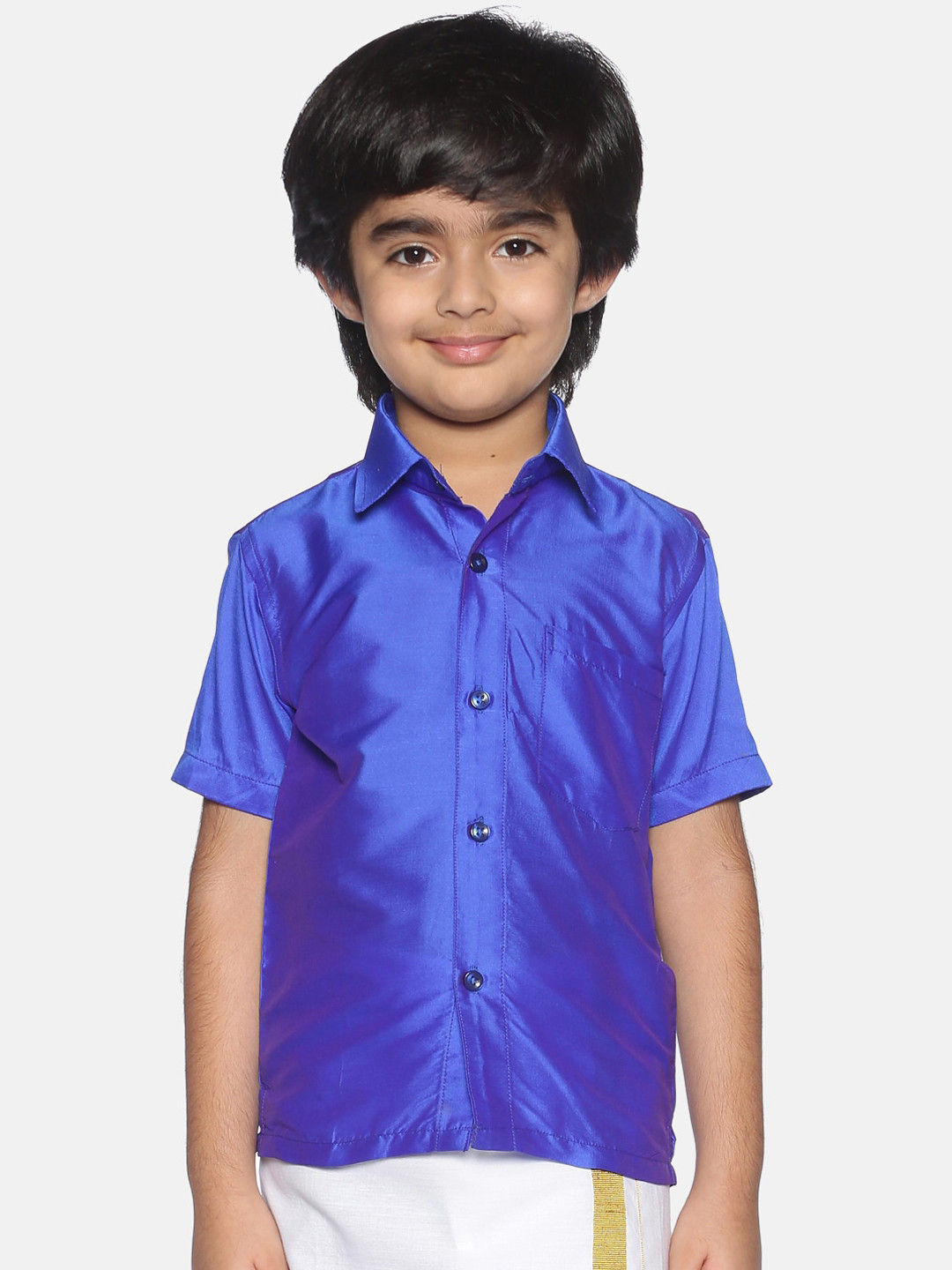 Sethukrishna Boys Blue Classic Opaque Casual Shirt