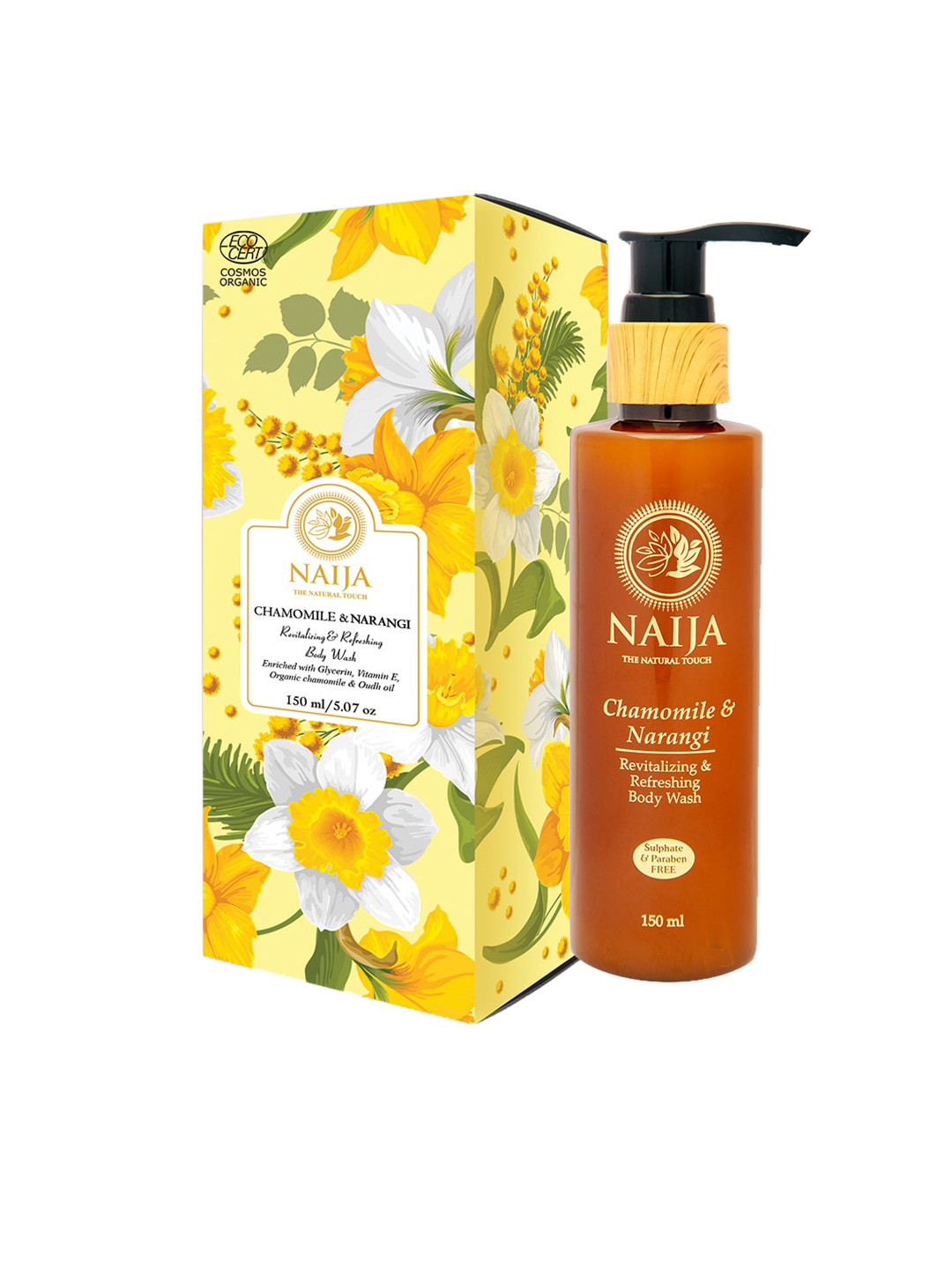 NAIJA Organic Chamomile-Narangi Skin Brightening & Tan Removal Body Wash 150 ml
