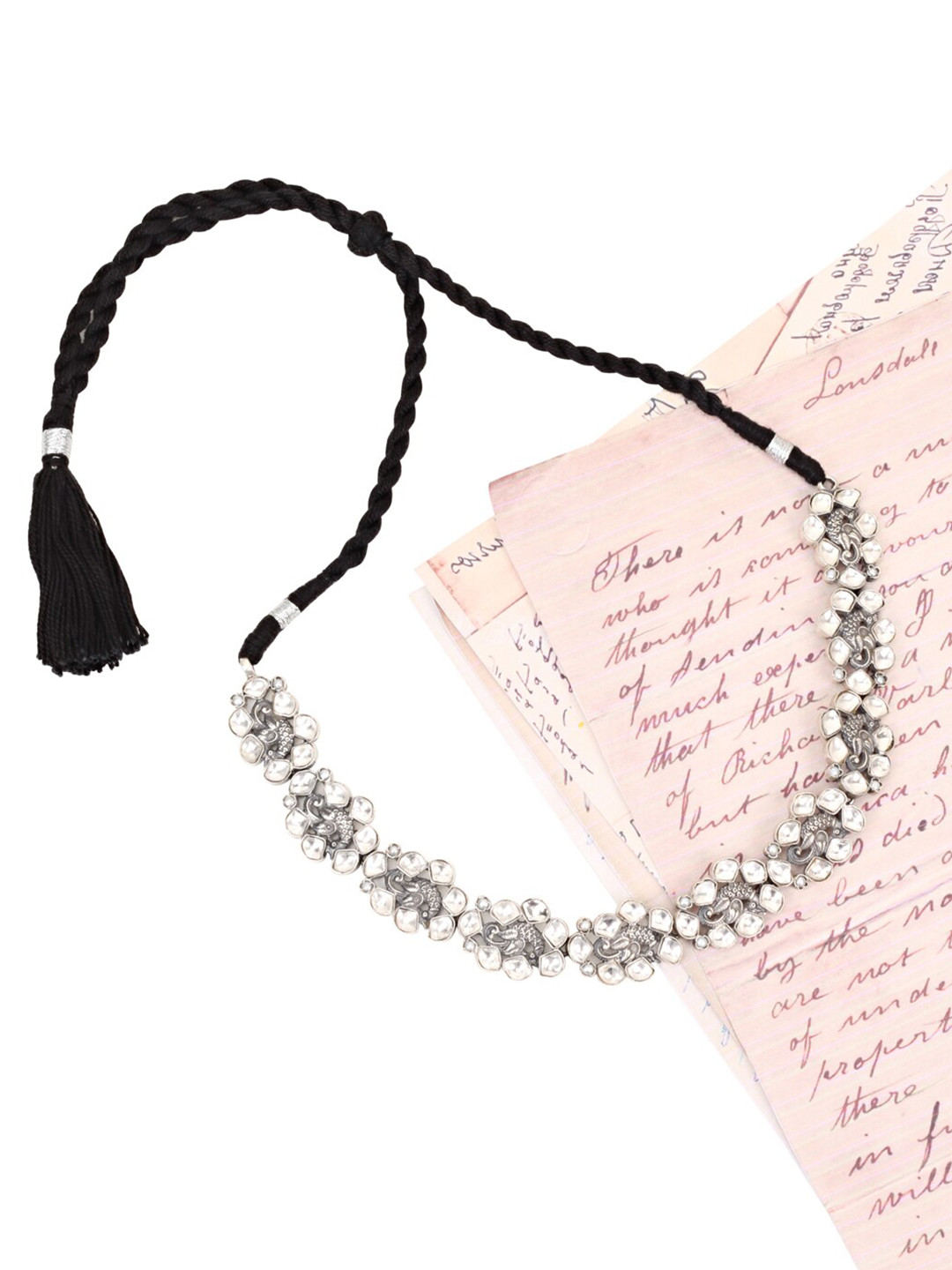 SANGEETA BOOCHRA Silver-Toned & Black Silver Handcrafted Necklace