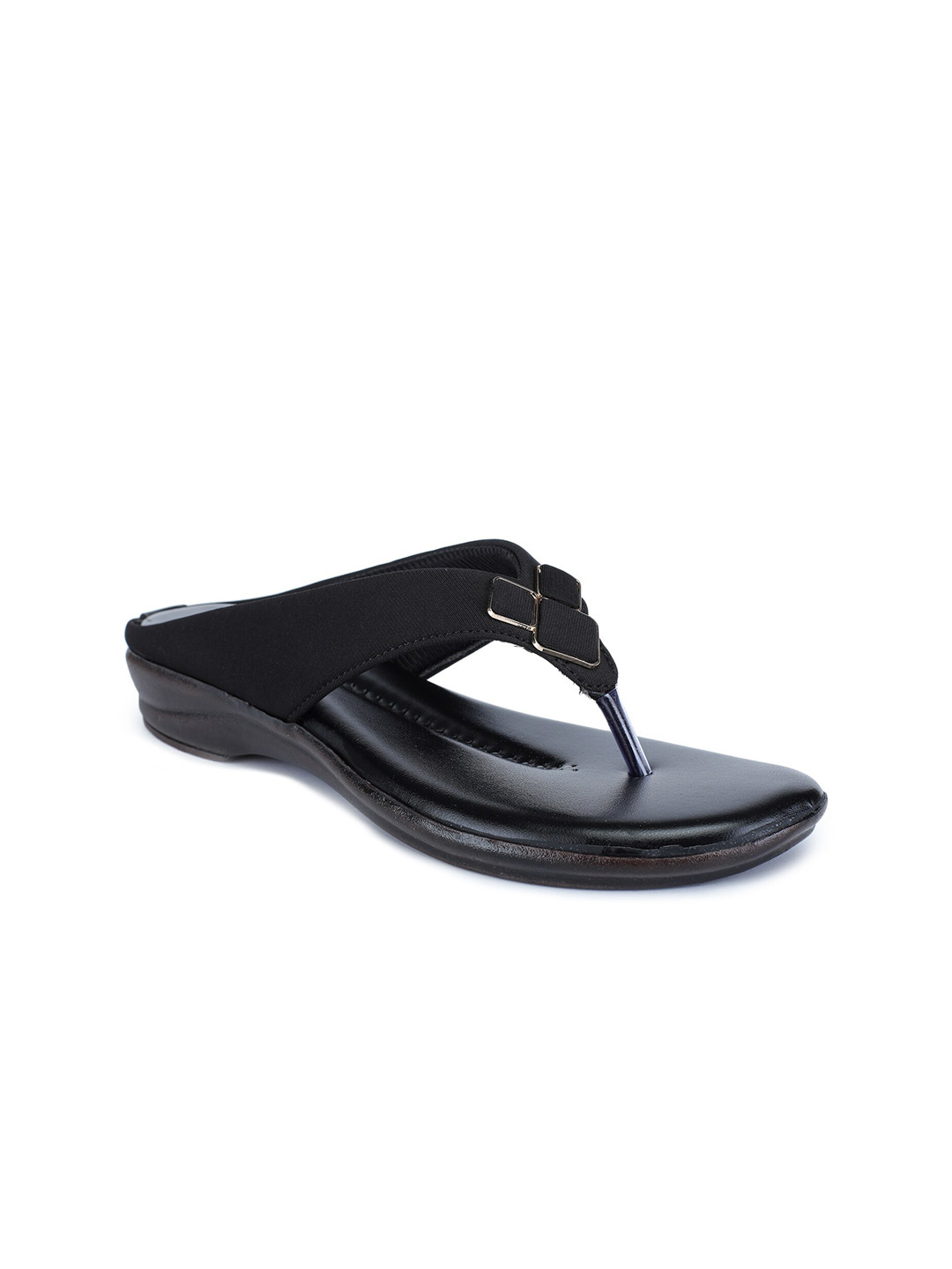 SAPATOS Women Black T-Strap Flats