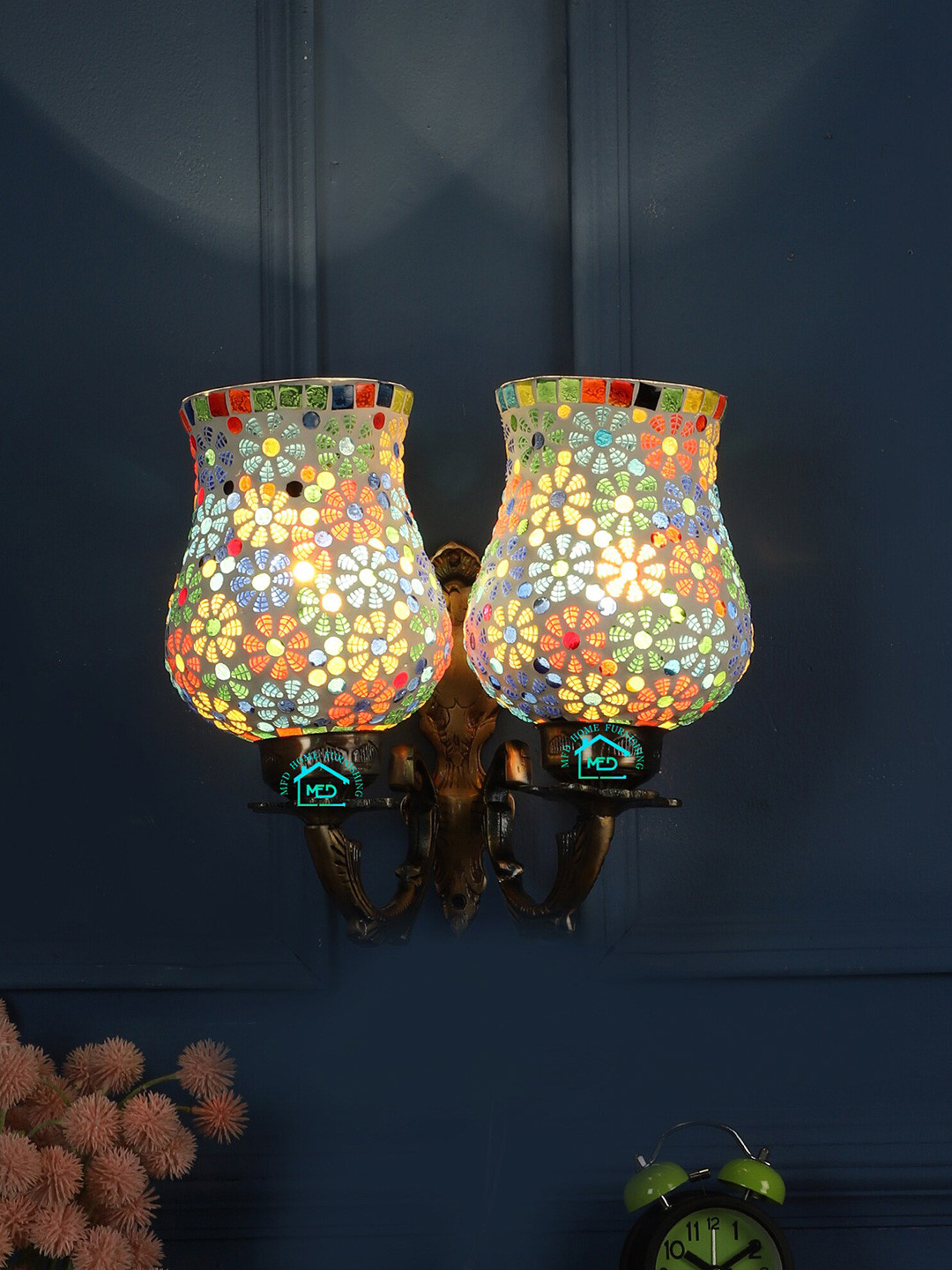 MFD HOME FURNISHING Multicoloured Floral Textured Wall Lmap