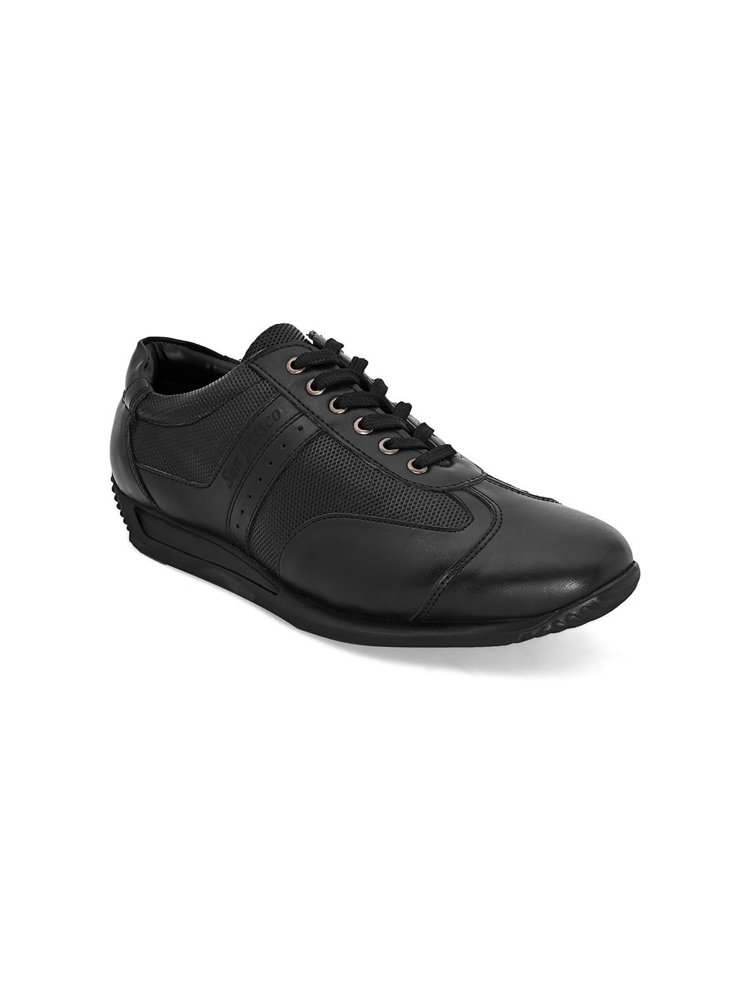 San Frissco Men Black Perforated Leather Brogues Oxfords
