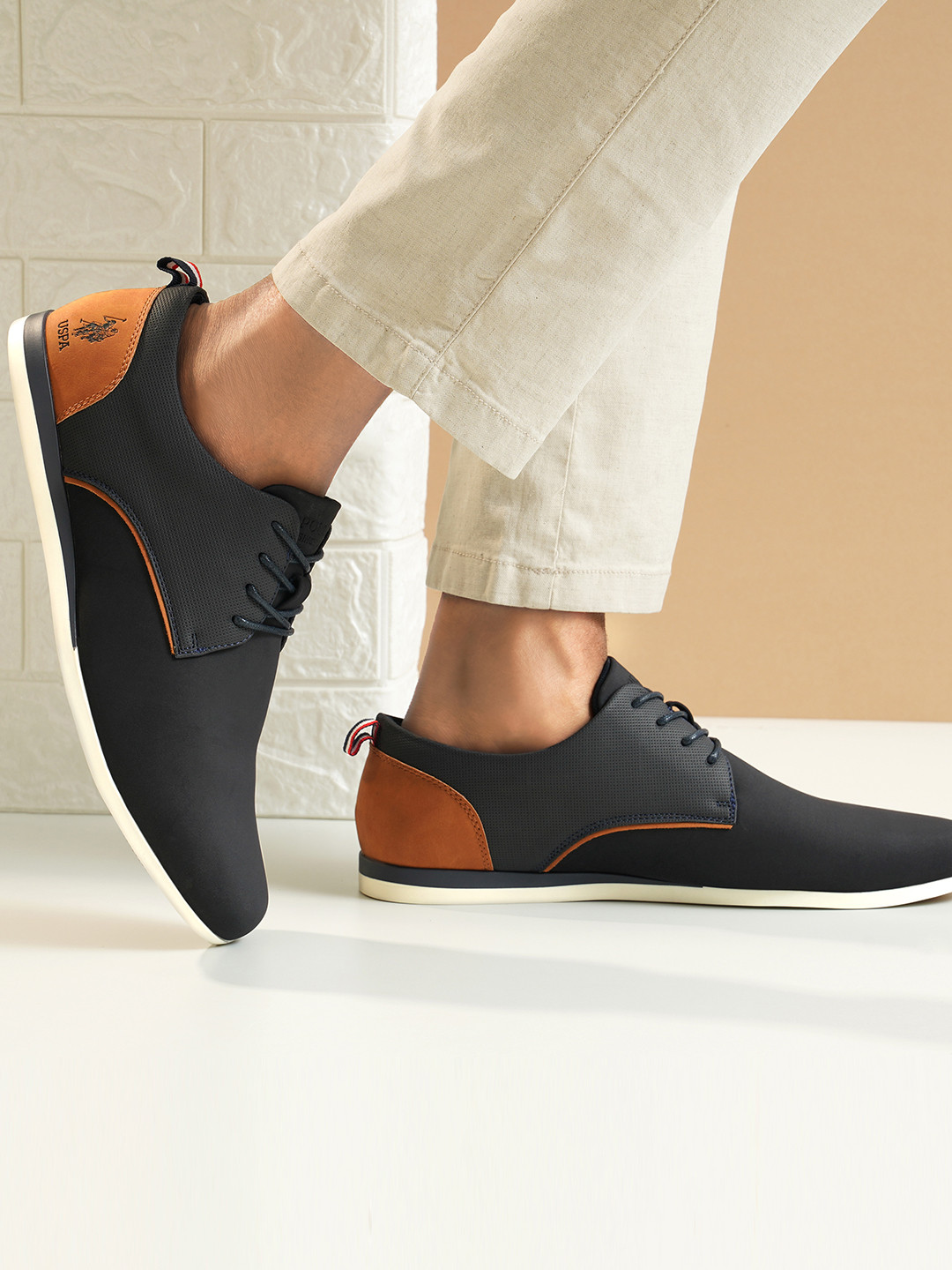 U.S. Polo Assn. Men Navy LUCIUS 2.0 PU Smart Casual Derbys