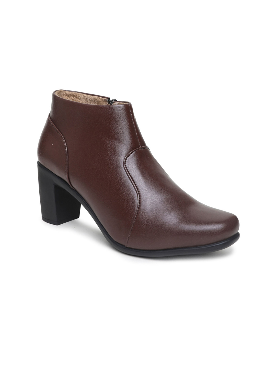 VALIOSAA Brown Block Heeled Boots