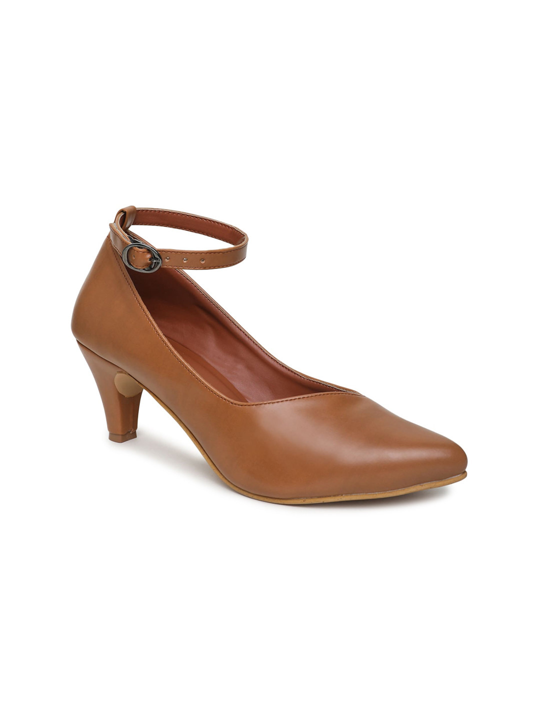 VALIOSAA Tan Solid Kitten Pumps