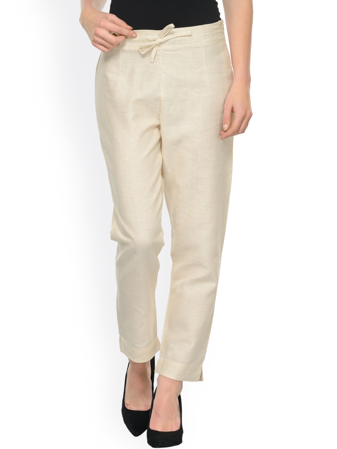 KAAJH Pants  Buy KAAJH Womens White Cotton Denim Slub Straight Trouser Pant  Online  Nykaa Fashion