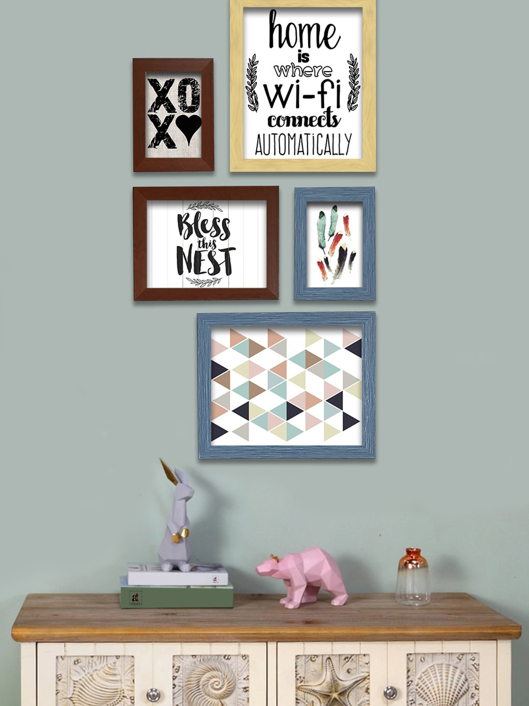 Art Street Individual Wall Art MDF Matte Hanging Hall 5Pcs Wall Hangings-29.6In