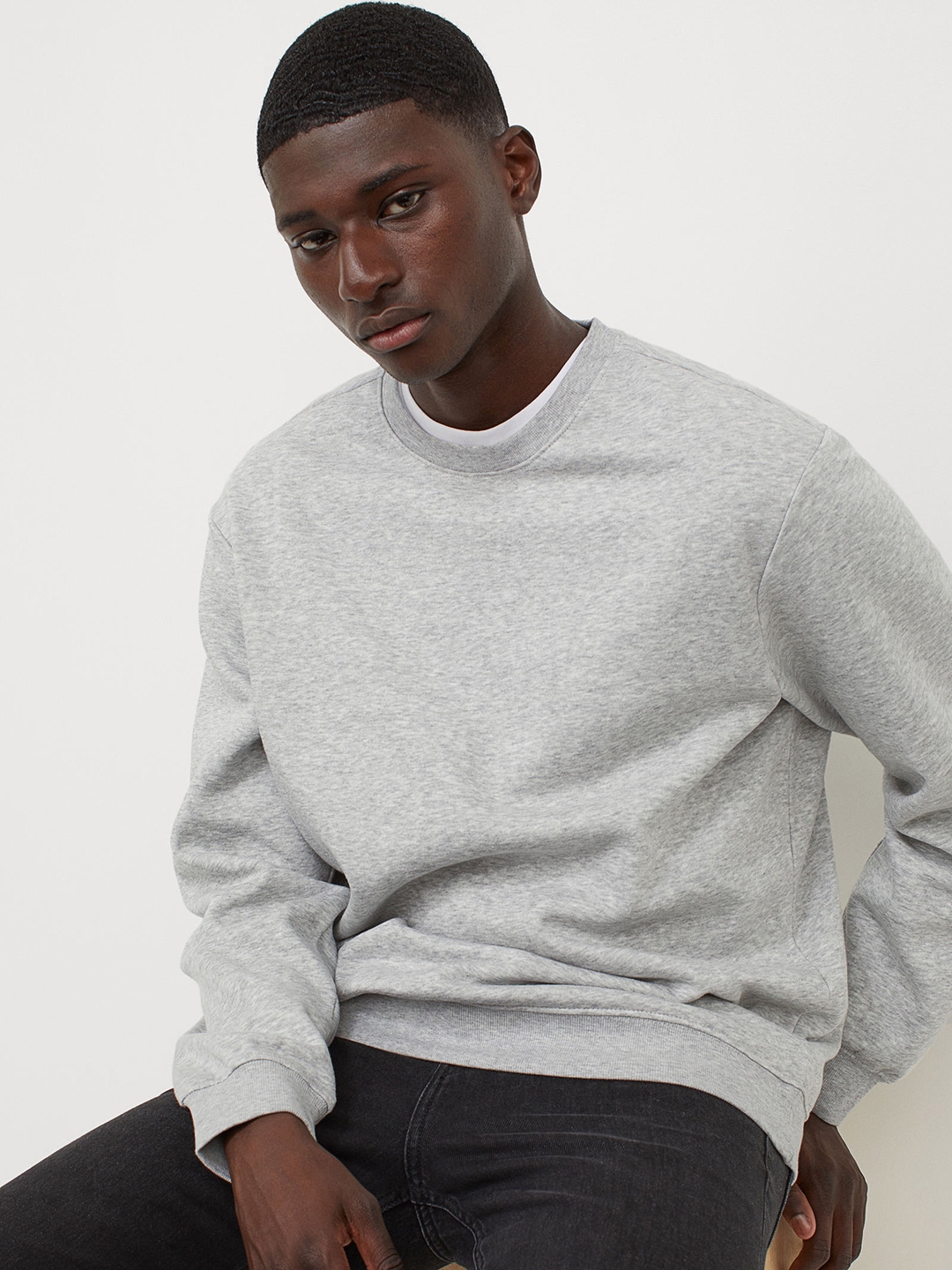 H&M Men Grey Relaxed Fit Sweatshirt