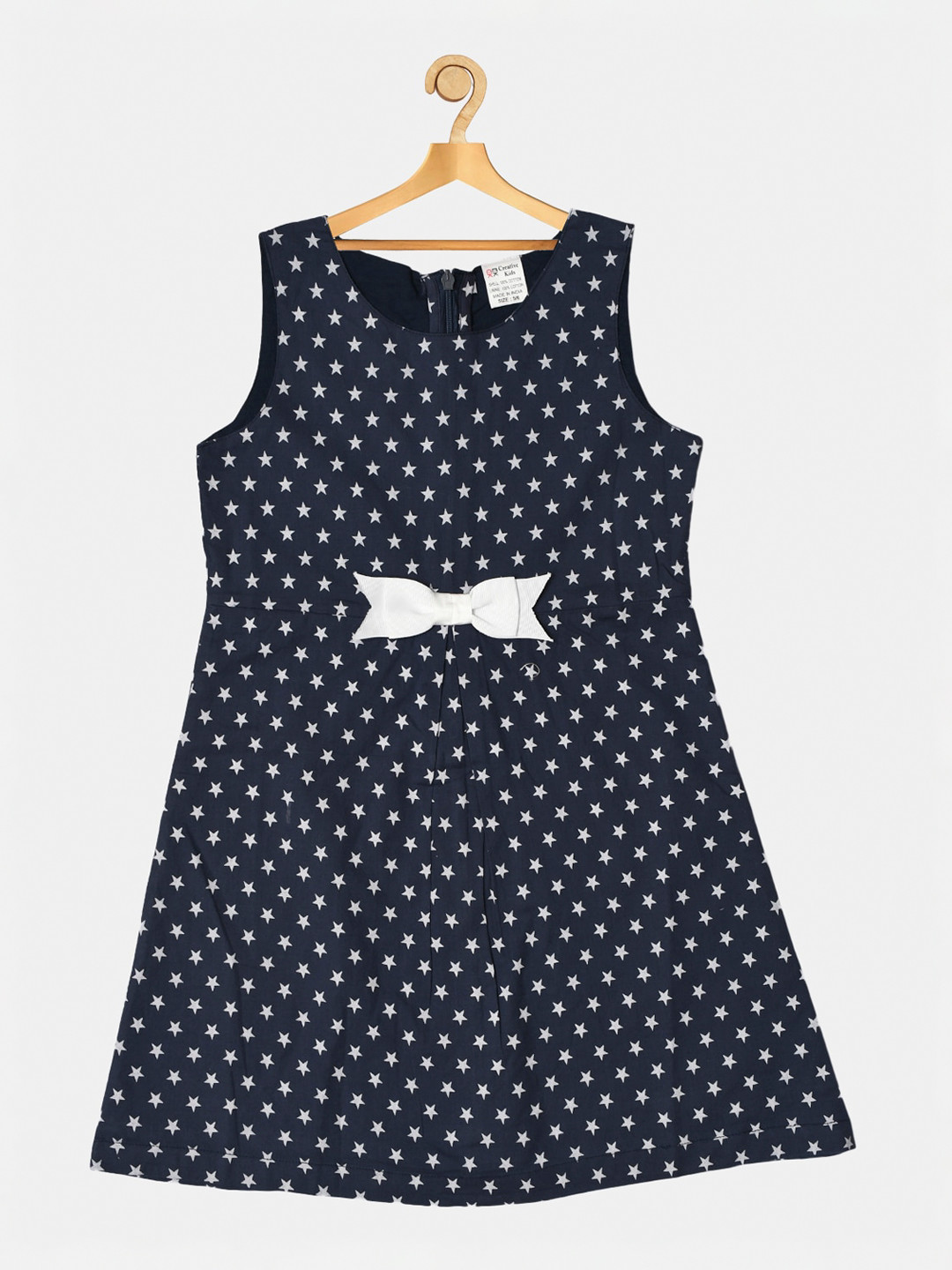 Creative Kids Girls Navy Blue Polka Dot A-Line Dress