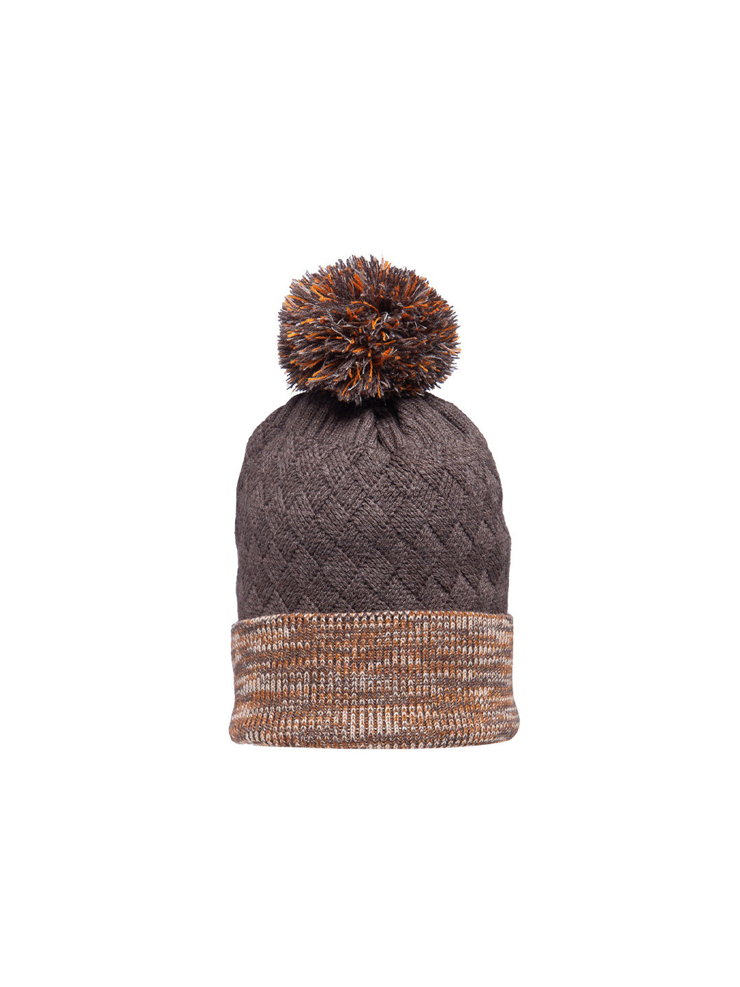 513 Men Coffee Brown & White Knitted Beanie