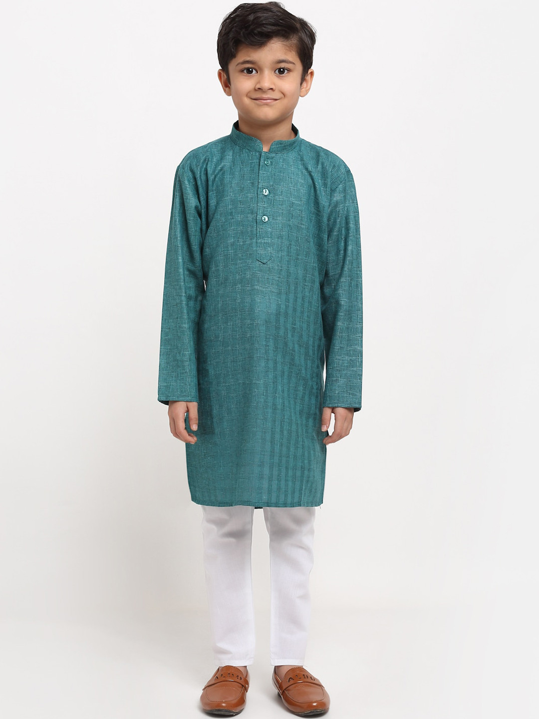 KRAFT INDIA Boys Teal Regular Pure Cotton Kurta with Pyjamas