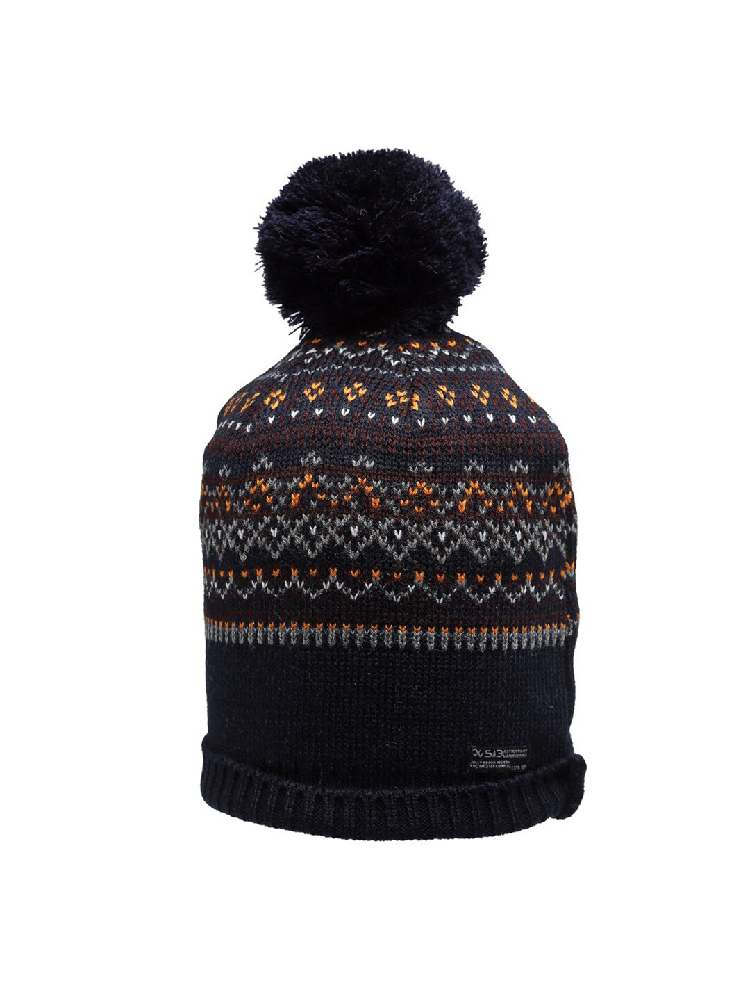 513 Women Navy Blue Self Design Beanie