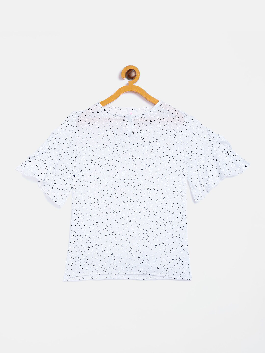 Crimsoune Club White Printed Regular Top with Tie-Up