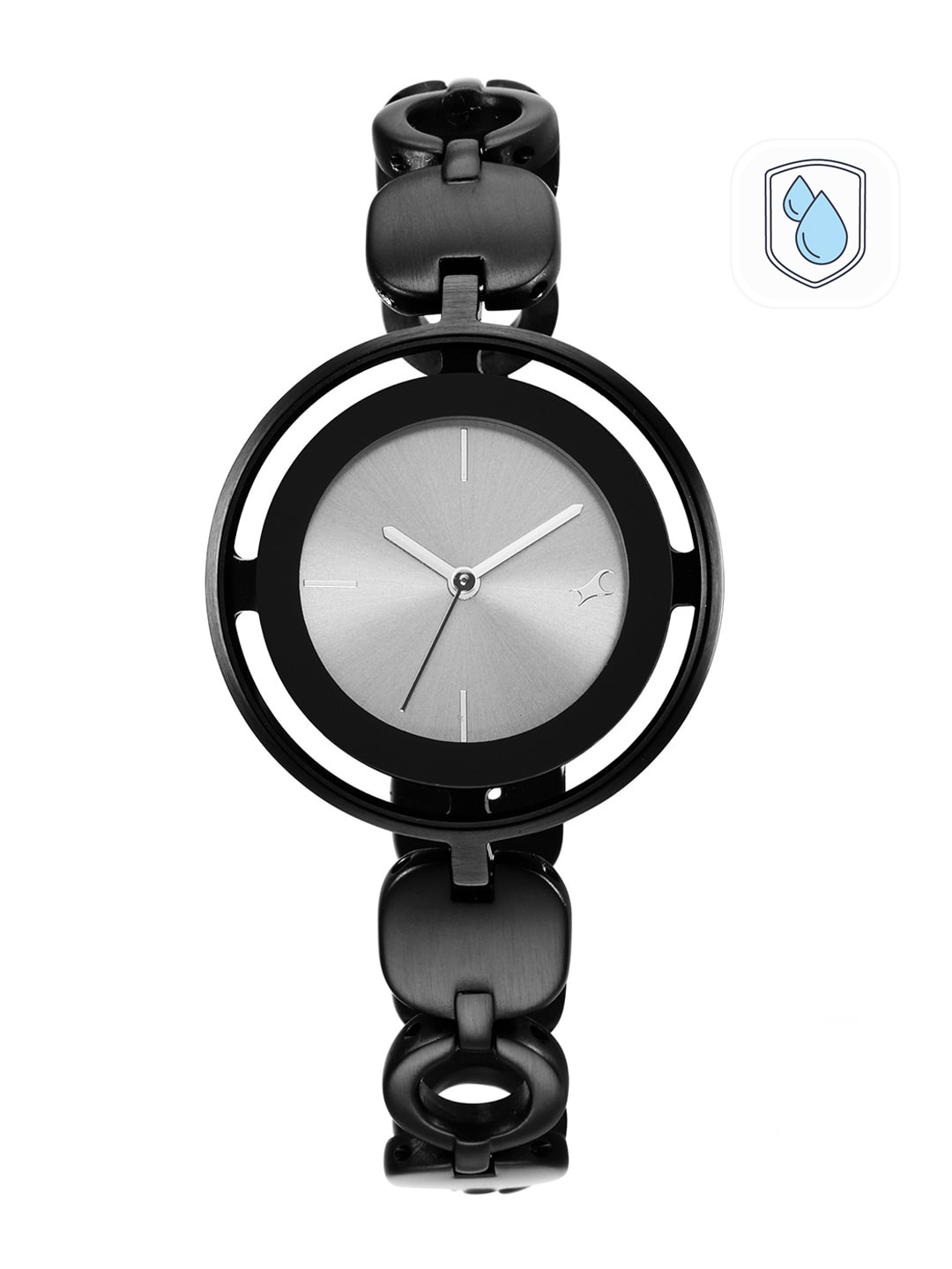 Fastrack Women Grey Brass Dial & Black Straps Analogue Watch