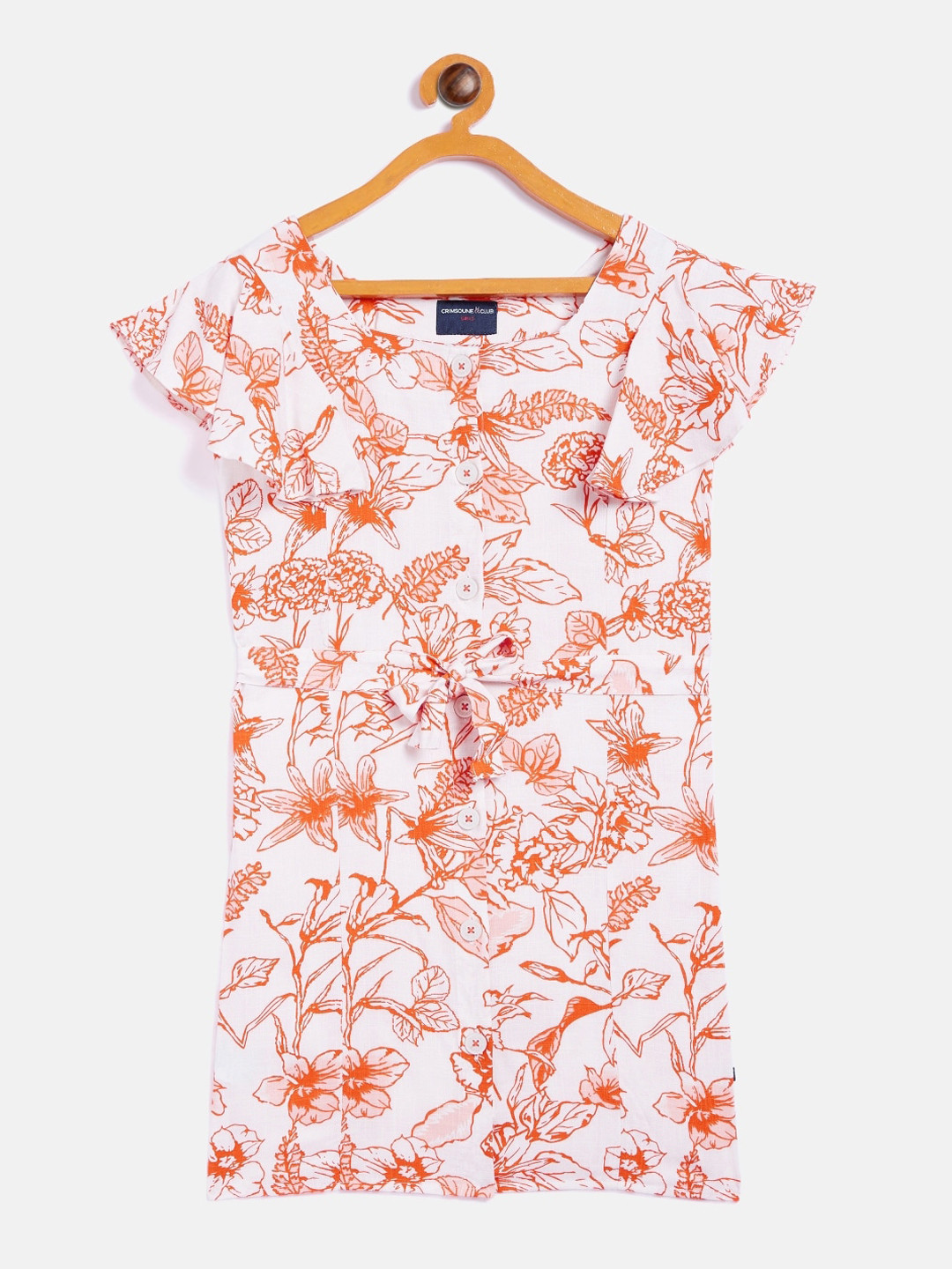 Crimsoune Club Girls Orange Floral A-Line Dress