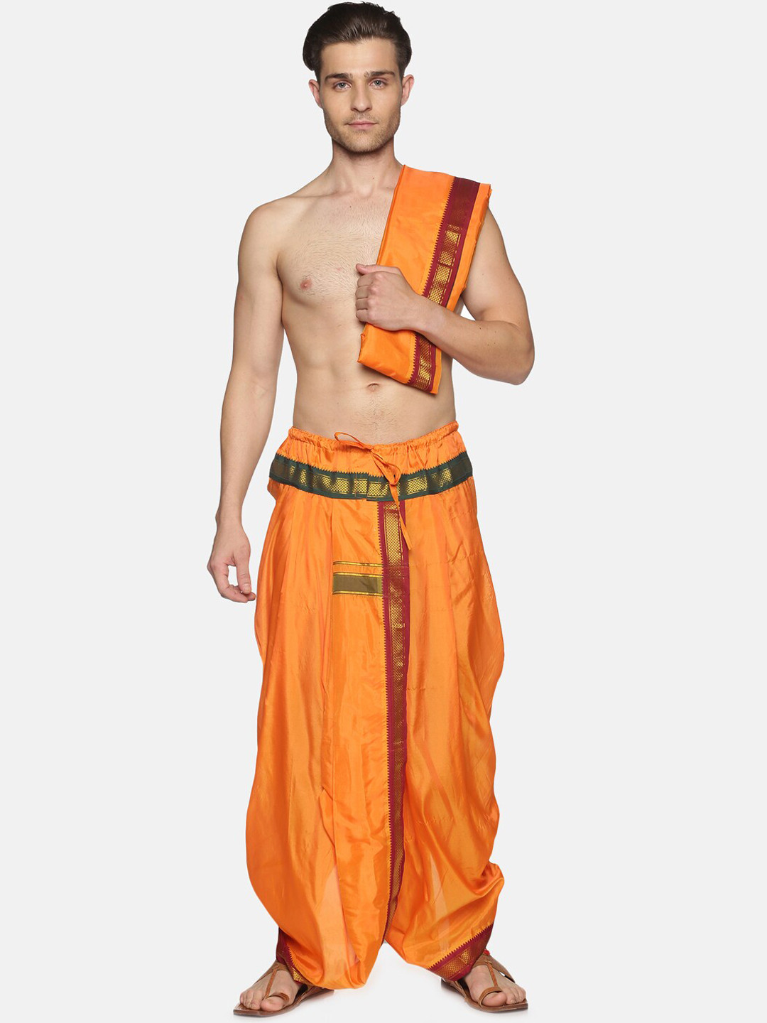 Sethukrishna Men Orange Readymade Dhotis