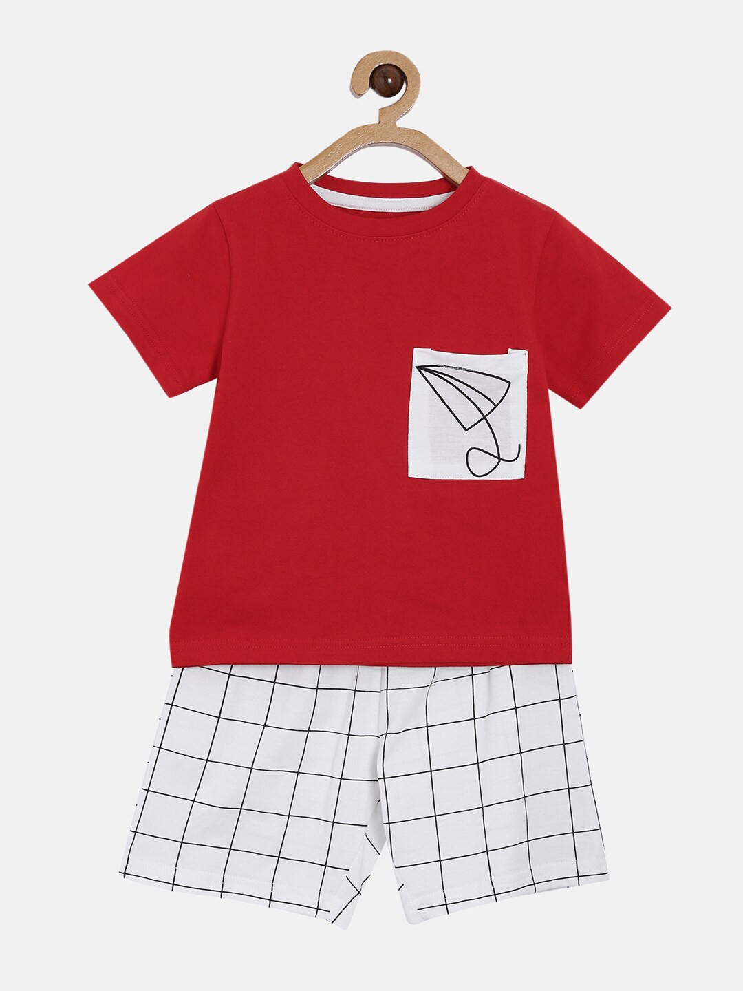 NOT Boys Red & White Printed T-shirt with Shorts