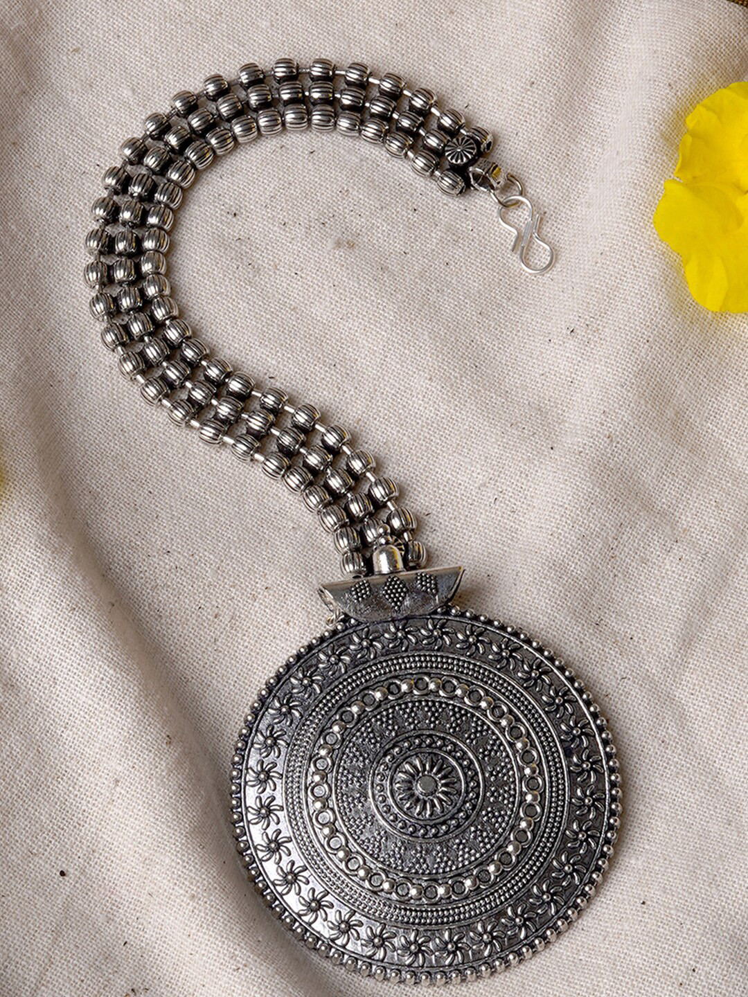TEEJH Oxidised Silver-Plated Deepa Maang Tikka