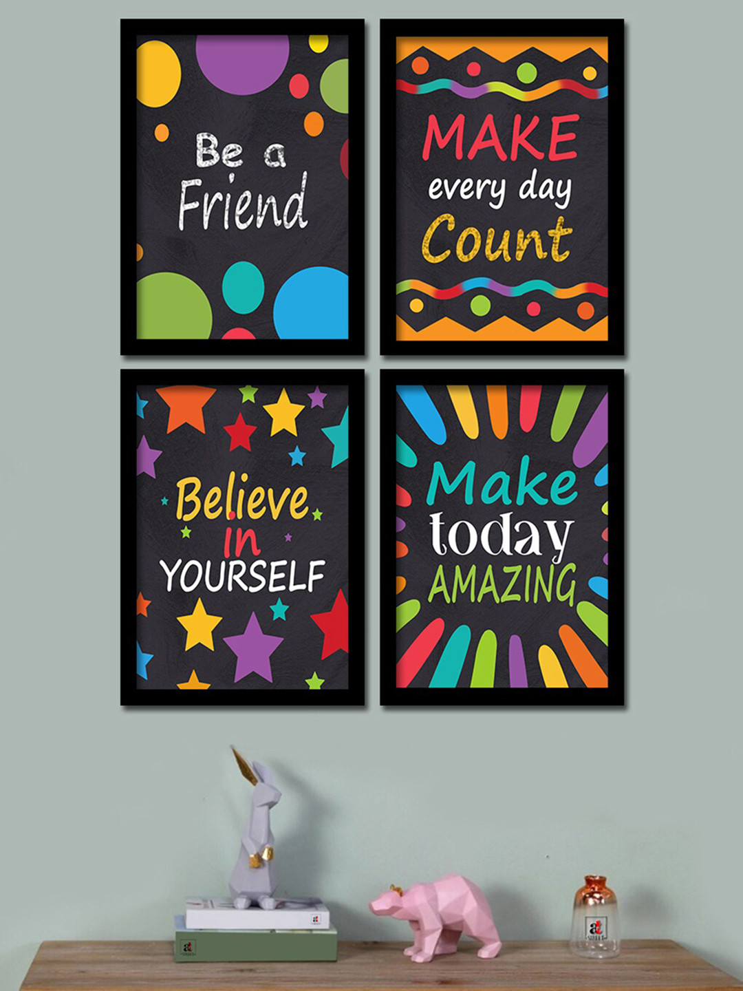Art Street Motivational Quotes Paper 4 Piece Square Paintings Wall Art - 12.90 x 17.73 In