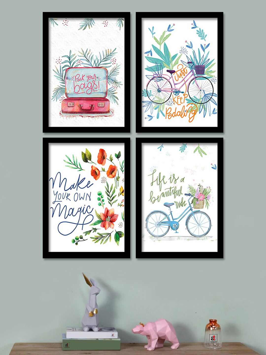 Art Street Motivational Quotes 4 Piece Wall Rectangle Paintings Wall Art - 12.9 x 17.7In