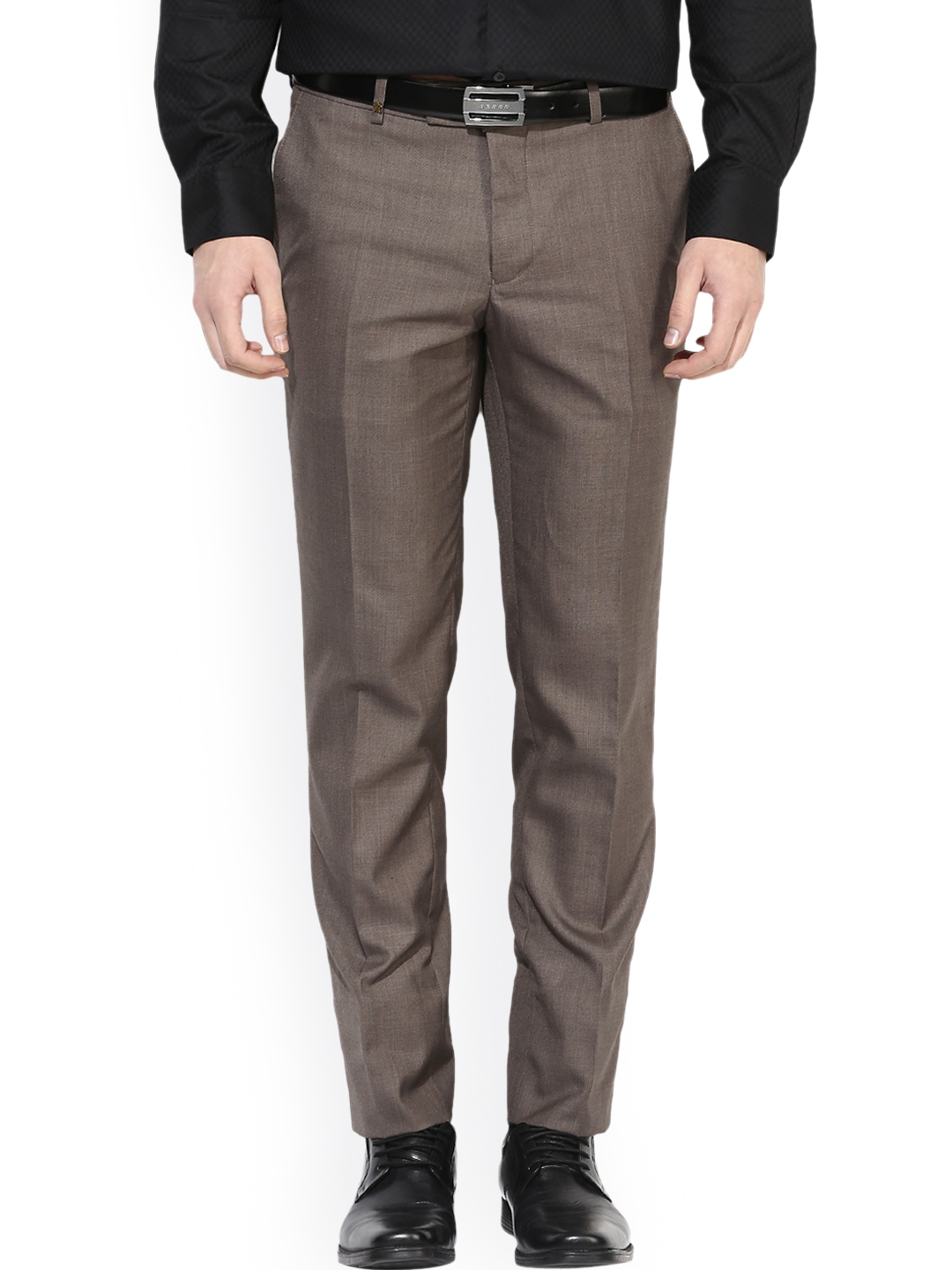 Buy Turtle Men Brown Solid Slim Formal Trousers  Trousers for Men 1562555   Myntra