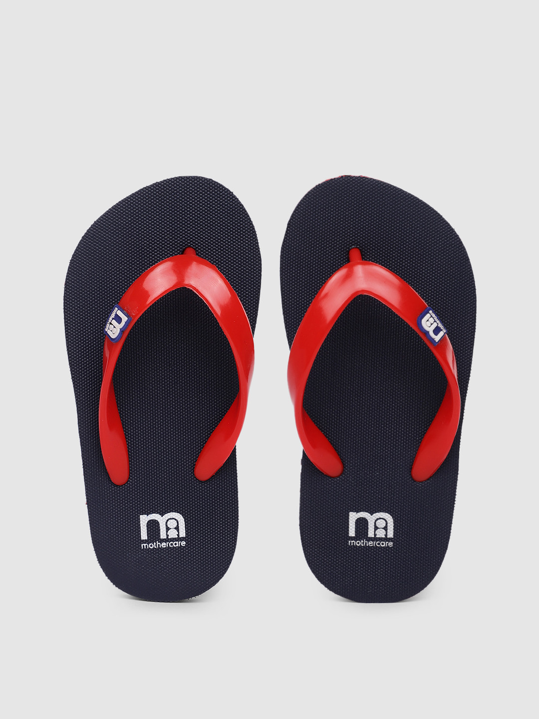 mothercare Boys Navy Blue & Red Rubber Thong Flip-Flops