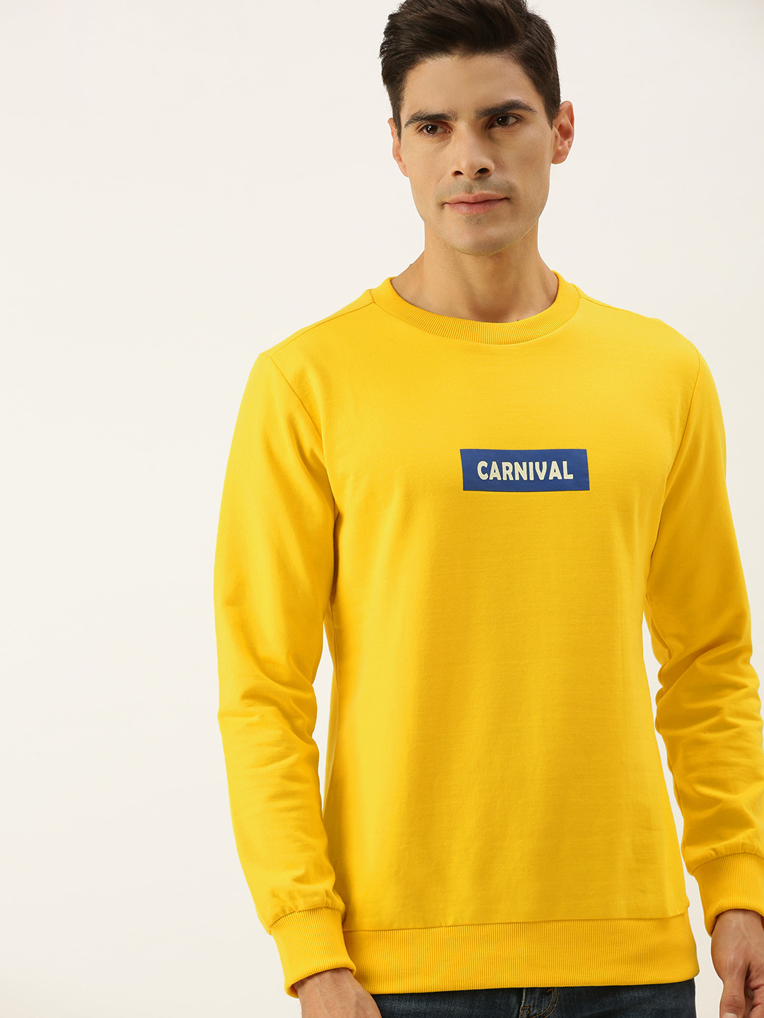 FOREVER 21 Men Mustard Yellow Printed Sweatshirt