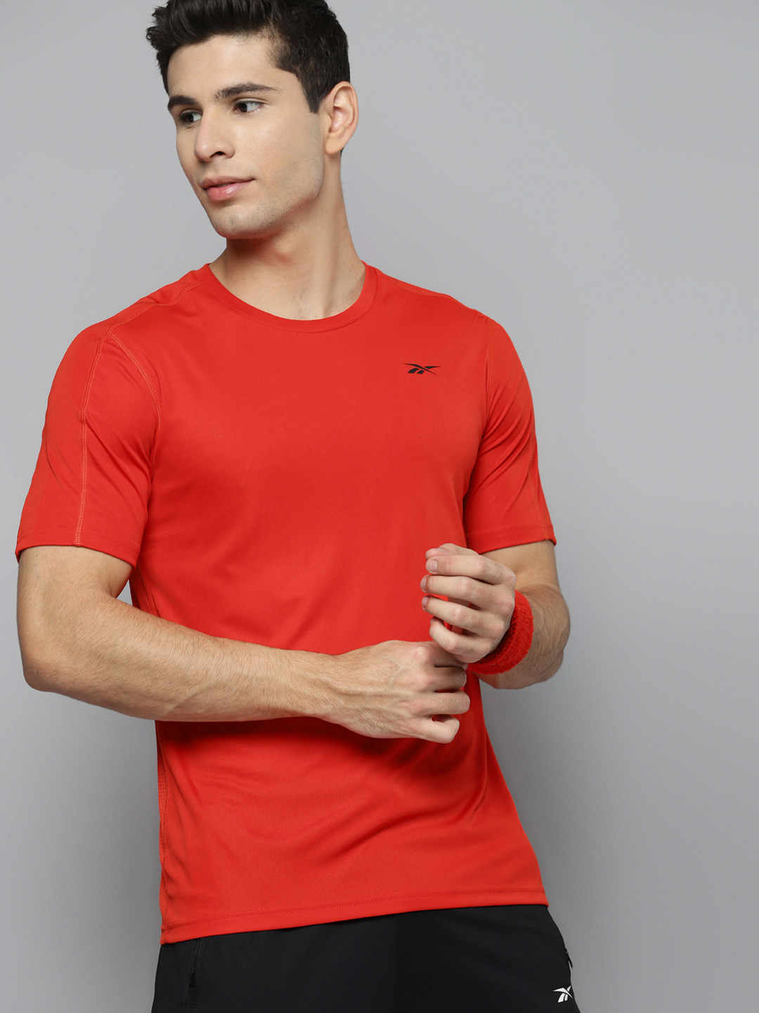 Reebok Men Red Workout COMM Tech SPEEDWICK Training T-shirt