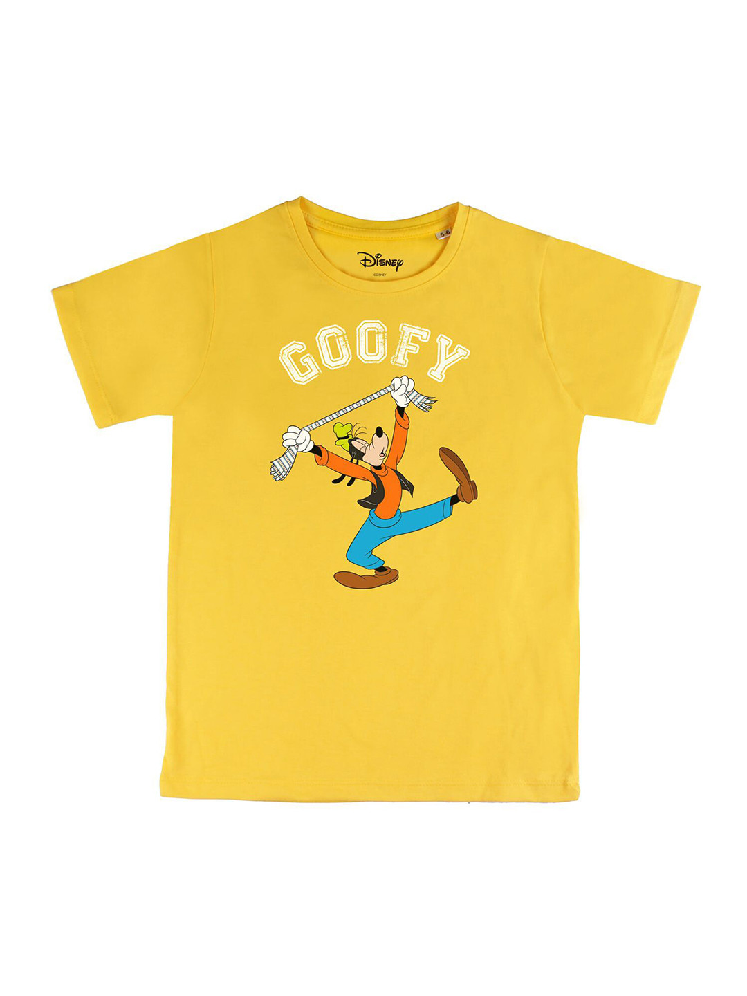 Disney by Wear Your Mind Boys Yellow Goofy Printed Cotton Pure Cotton T-shirt