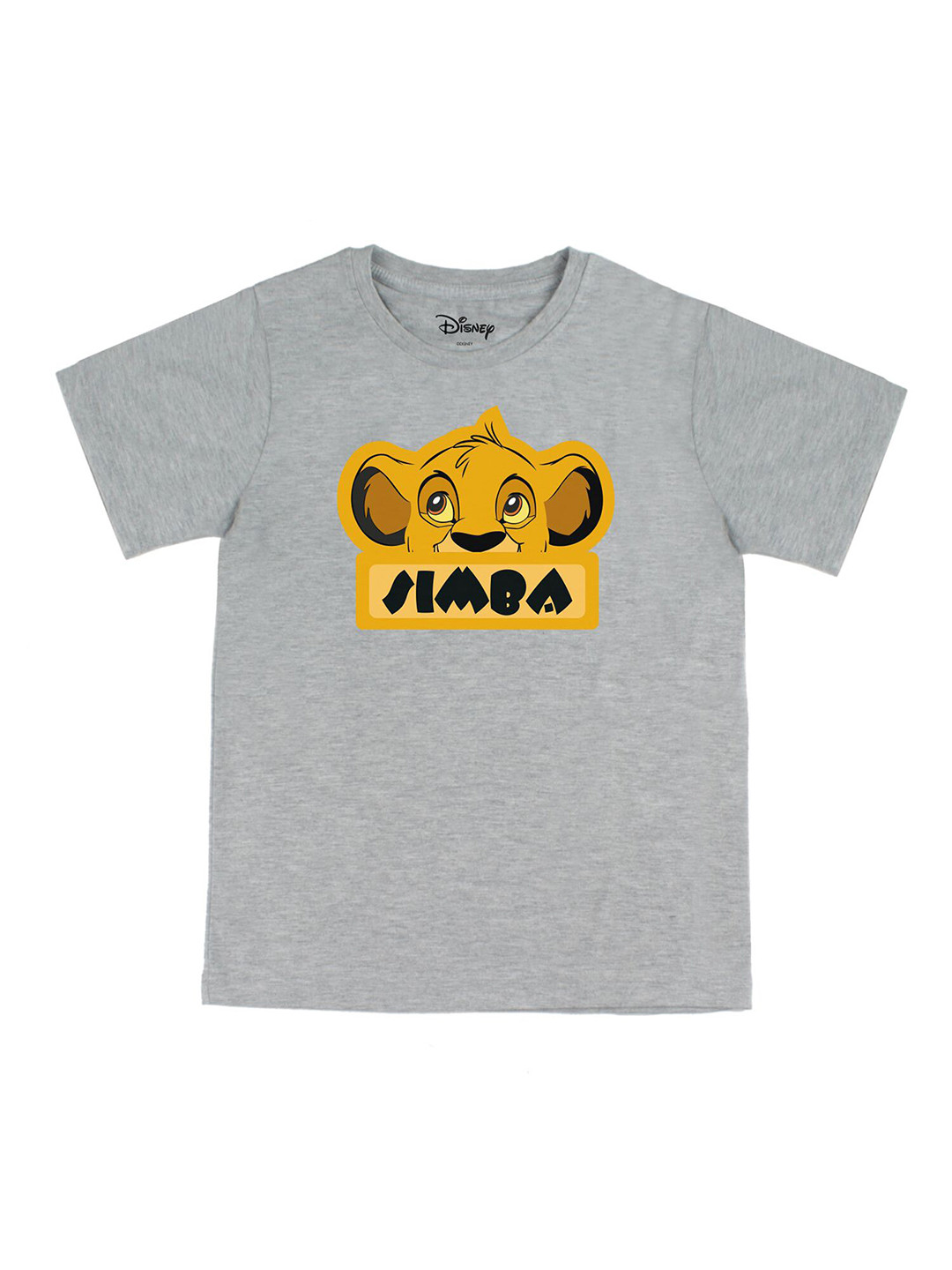 Disney by Wear Your Mind Boys Grey  Mustard Yellow Simba Printed Cotton Pure Cotton T-shirt