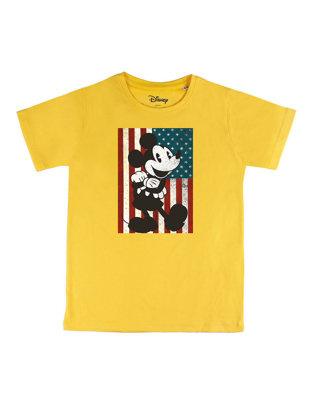 Disney by Wear Your Mind Boys Yellow  Black Mickey Mouse Printed Pure Cotton T-shirt