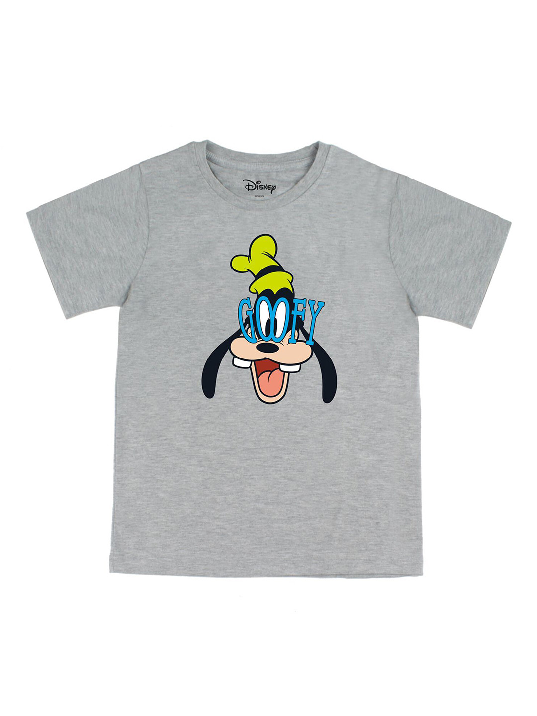 Disney by Wear Your Mind Boys Grey  Yellow Goofy Printed Cotton Pure Cotton T-shirt