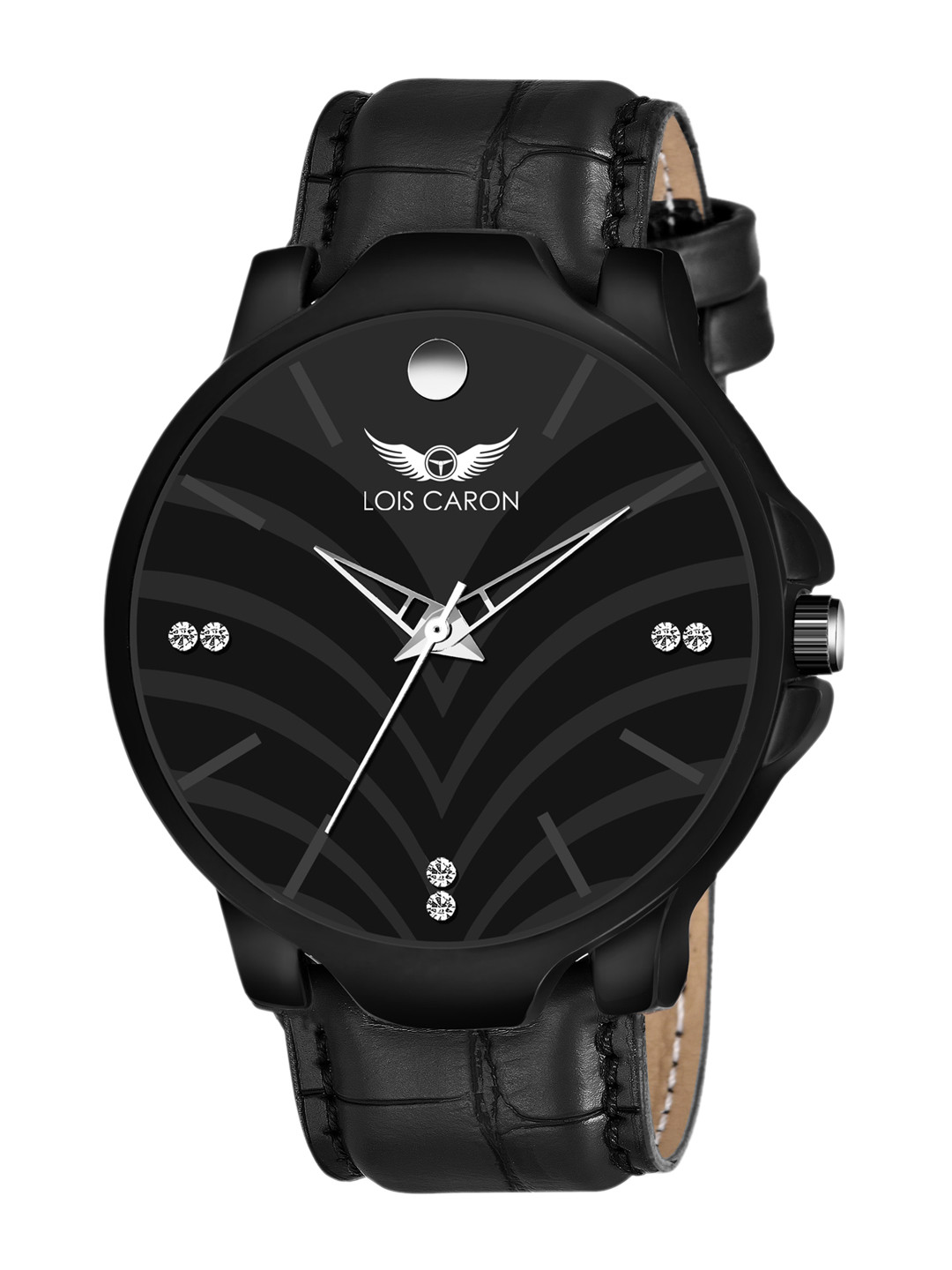 LOIS CARON Men Black Printed Dial & Black Leather Straps Analogue Watch MLC-4230