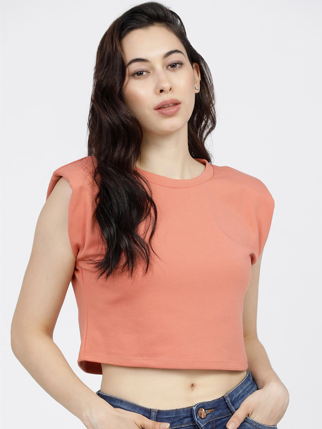 Basics By Tokyo Talkies Orange Regular Crop Top