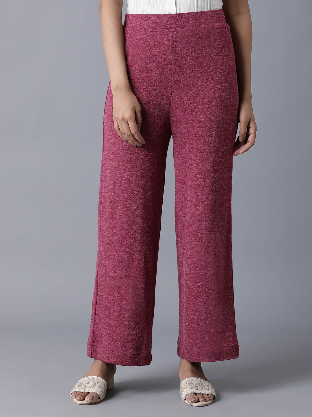 elleven Women Pink Knitted Winter Palazzos